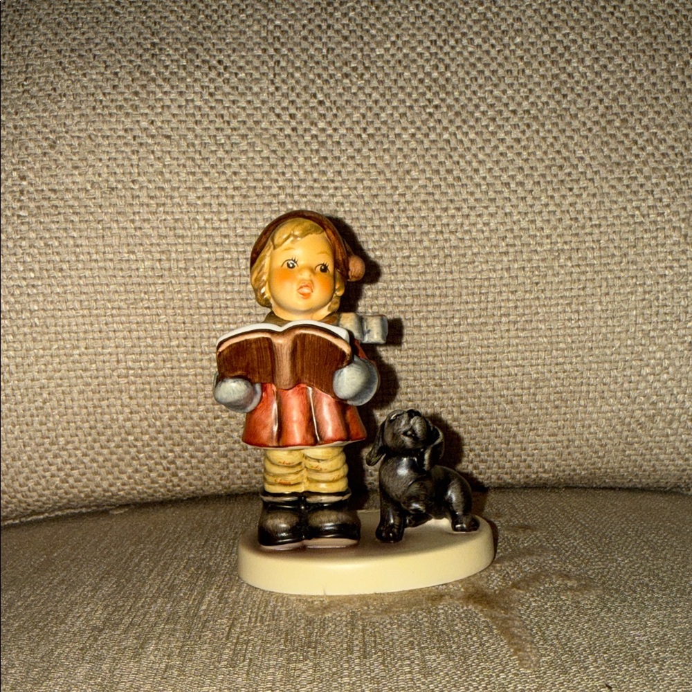 Charming Child and Dog Figurine winter time DUET by Hummel / Goebel